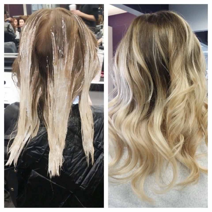 Balayage with colour wand hair painting tools