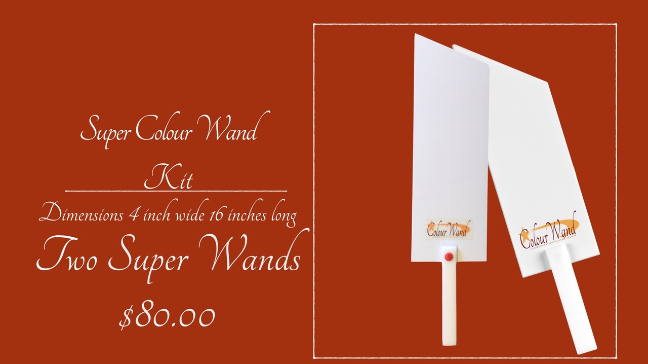 Super Colour Wand Kit
Dimensions 4 inch wide 16 inches long
Two Super Wands
$80.00