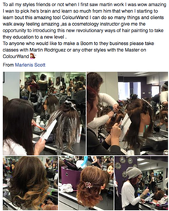 Marlenis Scott Beauty school instructor at Lowell hair academy Using colour wand 